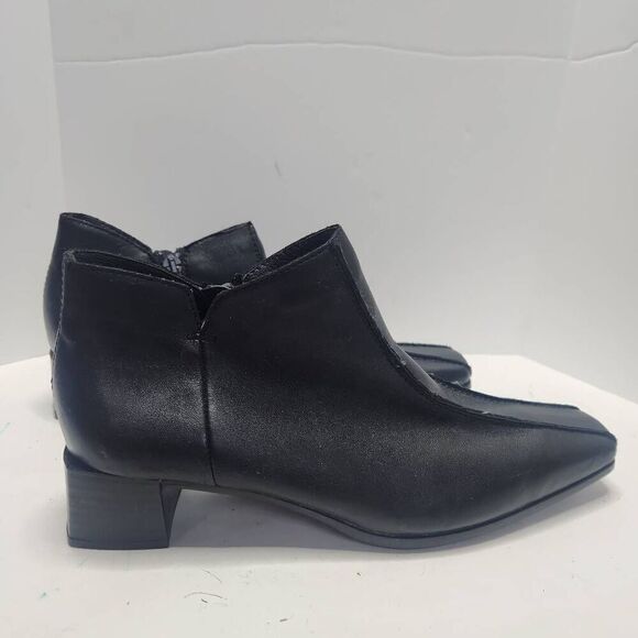 NWT Rieker Womens Black Leather Block Heel Square Toe Ankle Boots Size 37 - Picture 4 of 10